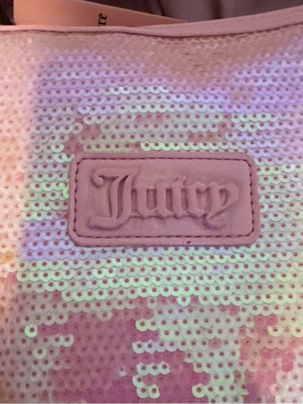 Juicy Couture Iridescent Pink Sequin Cosmetic Case